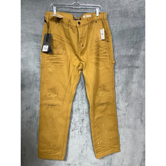 PRPS Men's 38 Rigid Carpenter Pants Light Brown NWT Paint Splatter Button Fly N - Picture 1 of 16
